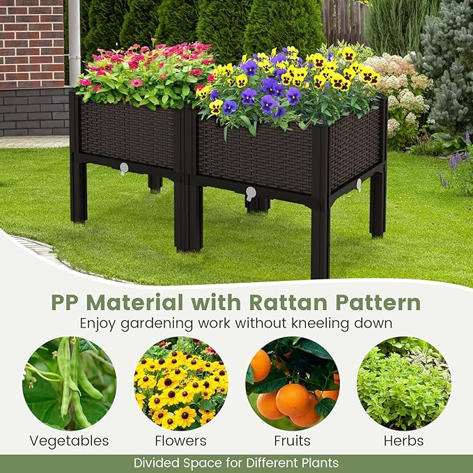 S AFSTAR Raised Garden Bed with Removable Legs &amp Brackets 6 Pack Elevated Garden Planter Kits for Flowers Fruits Vegetables Multiple Combination Planting Box Container for Garden Patio Balcony