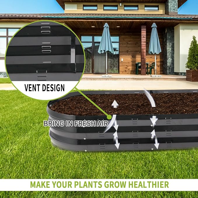 Galvanized Raised Garden Bed Outdoor 67 D x 20 W x10 H 7 cu. ft. Planter for Outdoor Plants Large Metal Raised Garden Bed Kit (Black)