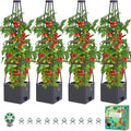 4 Pack Raised Garden Bed Planter Box with Trellis 57 Self-Watering Tomato Cage Planters for Climbing Plants Vegetable Vine Flowers Outdoor &amp Indoor (57x9.8x9.8IN)