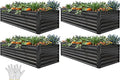YITAHOME 6x3x2 ft 4pcs Galvanized Raised Garden Bed Kit Large Metal Planter Box with Gloves &amp Support Rod Outdoor Flower Bed for Plants Vegetables Black