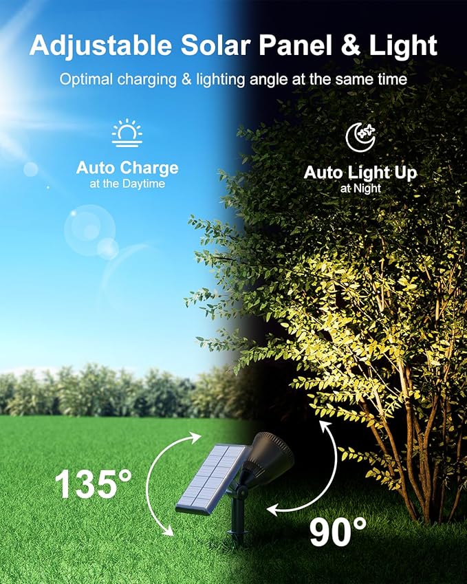 4 Pack Solar Powered LED Spotlights Outdoor Waterproof Ultra Bright Sunset Spot Lights for Christmas Tree Santa Claus Reindeer Outside Landscape Uplights for Wall House Garden Backyard Warm White