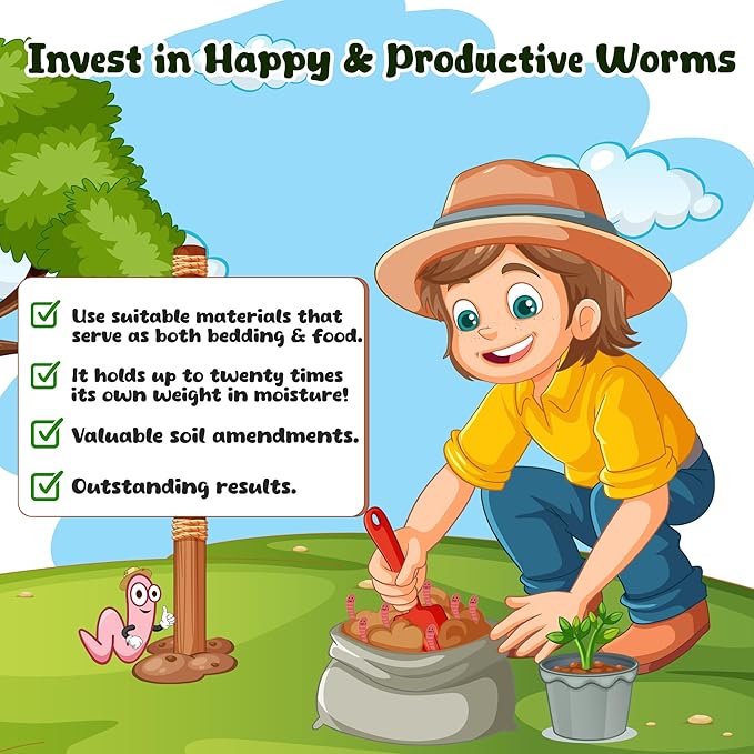 3lb Worm Bedding for Nightcrawlers and Red Wigglers (Worms Not Included) - Vermicompost Bin Worm Bedding for Earthworm Castings - Earthworm Food for Organic Potting Soil Gardening Mix