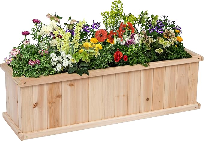 Shine Company Premium Cedar Raised Garden Bed Planter Box for Vegetables Flowers or Herbs 40 L x 12 D x 12 H
