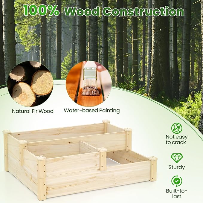 Giantex Raised Garden Bed Wood Planter Box for Vegetables Flowers Fruit Herb Easy Assembly Garden Box Container for Backyard Patio Balcony (43 Lx35 Wx14.5 H)