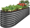 Best Choice Products 8x2x2ft Metal Raised Garden Bed Oval Outdoor Deep Root Planter Box for Vegetables Herbs w/ 4 Support Bars 215 Gal Capacity - Charcoal