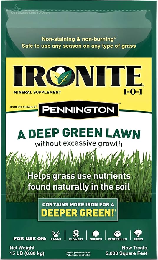 Pennington Ironite All-Purpose 1-0-1 Lawn &amp Garden Fertilizer 5000 sq. ft. for All Grasses - Total Qty: 1