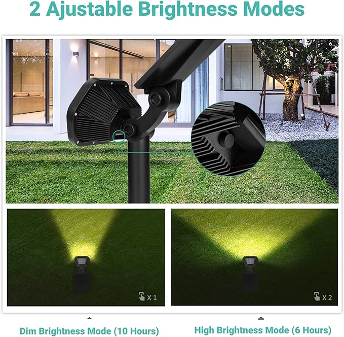 Nekteck Solar Lights Outdoor10 LED Landscape Spotlights Powered Wall Lights 2-in-1 Wireless Adjustable Security Decoration Lighting for Yard Garden Walkway Porch Pool Driveway (2 Pack Warm White)