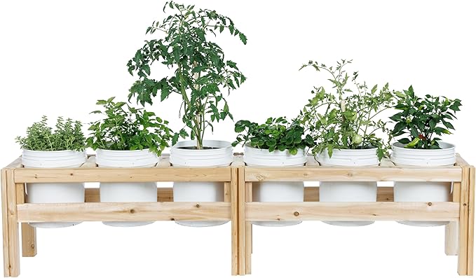 Greenes Fence Six Bucket Elevated Cedar Wood Garden Frame 84 in. x 16 in. x 20 in. - Made in USA with North American Cedar