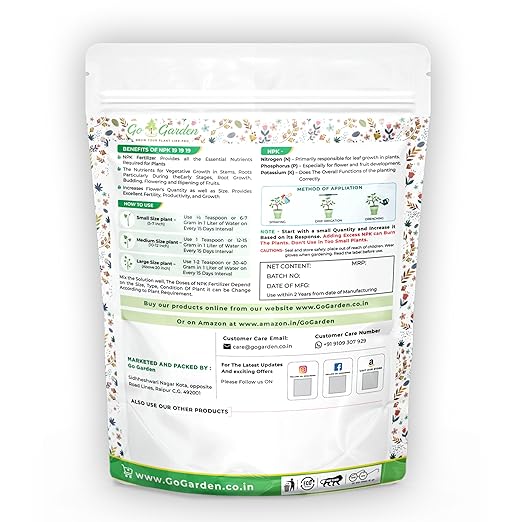 Go Garden NPK 19-19-19 Fertilizer – 400g Water-Soluble All-Purpose Plant Food | Balanced Nitrogen Phosphorus Potassium for Flowers Fruits Vegetables &amp Indoor Plants | Fast Growth &amp Bloom Boo