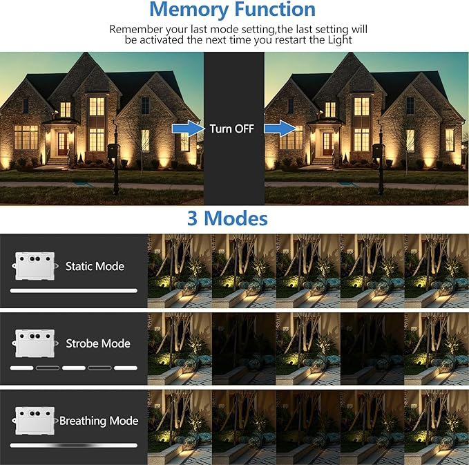 MEIHUA Solar Spot Lights Outdoor 6 in 1 Solar Landscape Spotlights 2700K Warm White 3 Lighting Modes &amp 3 Brightness IP66 Waterproof Spotlights Outdoor Garden for Pathway Driveway Yard Tree