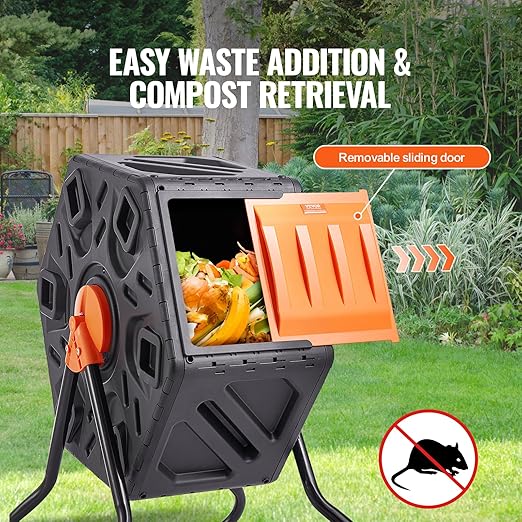 VEVOR Compost Bin 18.5-Gal Small Composting Tumbler Compact Single Rotating Chamber &amp Jobe’s Organics Granular Garden Fertilizer Easy Plant Care Fertilizer for Fruit and Citrus Plants and Trees