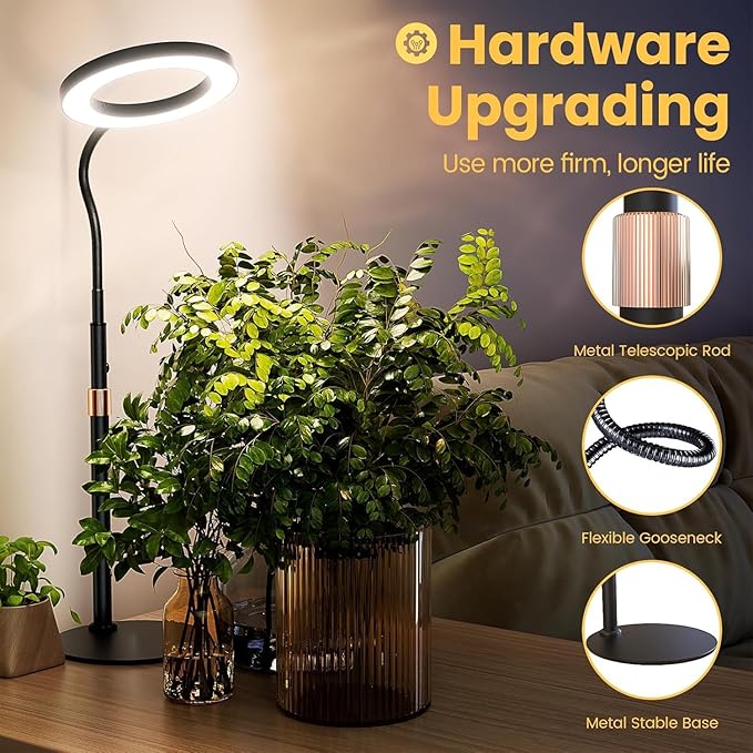 bseah Grow Light Plant Stand Light for Indoor Plants 2 Pack Full Spectrum Desk Grow Lamp with Pedestal Automatic Timer for 3H/9H/12H Height Adjustable