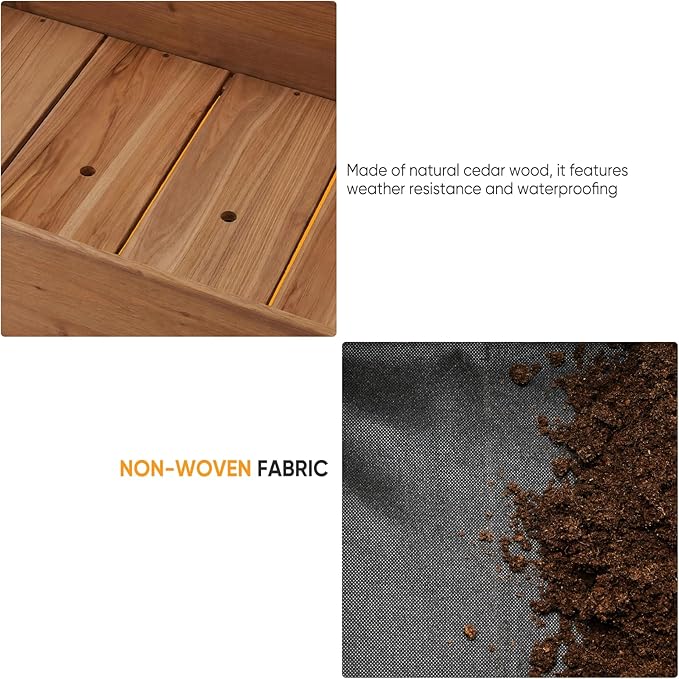 NEWBULIG Raised Garden Bed with Legs 34x18x30inElevated Wood Planter Box Stand for Outdoors Garden Balcony Courtyard Natural Wood 400 Pound Capacity for Planting Herbs Flowers Vegetables Brown