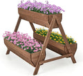Vertical Raised Garden Bed Tiered Wooden Flower Bed with 3 Planter Boxes and 6 Drainage Holes for Vegetable Flower Fruit Indoor Outdoor Planter for Garden Yard Balcony (44”x36”x35”)