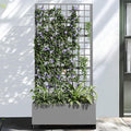 71x35x16 Metal Raised Garden Bed with Trellis Trellis with Planter Box for Backyard Patio Balcony Climbing Plants Gray Lattice