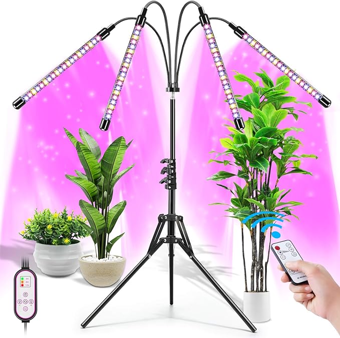Plant Grow Lights for Indoor Plants Full Spectrum LED Floor Plant Lights for Indoor Growing with Adjustable Stand (14-63) Indoor Plant Grow Lamp with Timer Auto On/Off for House Plants