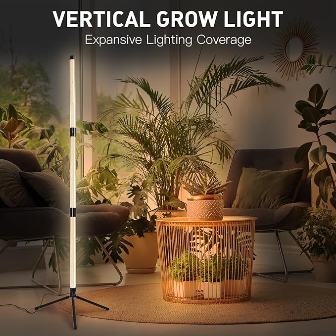 Grow Light for Indoor Plants with Auto On Off Timer 10 Dimmable Levels 40W 162 LEDs Full Spectrum Vertical Plant Grow Light Lamp Large Illumination Area 20-50 inch Height Adjustable