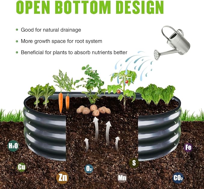 GrowHaus 2 Pack 4x2x1FT Galvanized Raised Garden Bed Planter Boxes Outdoor Metal Garden Beds for Planting Vegetables Flowers Herbs Dark Gray