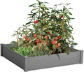 Wooden Raised Garden Bed for Outdoor 48x48x10 Inches Floor Planter Box with Tool-Free Assembly
