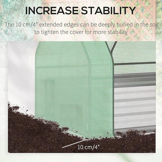Galvanized Raised Garden Bed with Greenhouse Cover Outdoor Metal Planter Box with 2 Roll Up Windows for Growing Flowers Fruits Vegetables and Herbs 50 x 37.5 x 36.25 Green