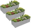 3 Pack 8x3x2FT Galvanized Raised Garden Bed Kit Rectangular Metal Ground Planter Box Outdoor Bottomless Planter Raised Beds for Vegetables Flowers Herbs Fruits Gray