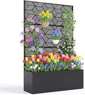 Metal Planter Box with Trellis 47X16X71 Raised Garden Bed Without Wheels Galvanized Metal Privacy Screen for Climbing Plants Vegetables Vines Patio Planters with Drainage Holes 16 Deep Bed