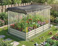 GarveeHome Galvanized Raised Garden Bed with Cover &amp Shade Cloth Kit 6x3ft Open Base Metal Planter Box for Vegetables Herbs Flowers - Outdoor Gardening Protection from Birds Animals