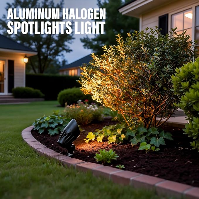 VENUS MANUFACTURING Low Voltage Landscape Spot Light Landscape Lighting Kits 380 Lumen Waterproof 50W Halogen Outdoor Spotlights 12V 3000K Warm White Metal Tree Lights for Garden &amp Yard