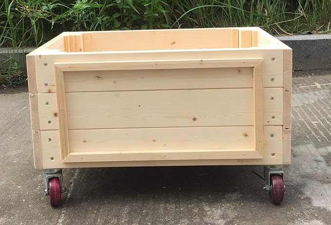 SENY Seny Raised Garden Beds for Vegetables 100 Wood Planter Boxes with Wheels Outdoor Flower Bed Kit Natural 24 Inch (L) x 14 Inch (W) x 14 Inch (H)