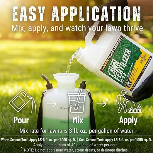 Ike's Lawn Booster Prime 30-0-0 Liquid Fertilizer - High-Nitrogen 60% Slow-Release 1 Gal