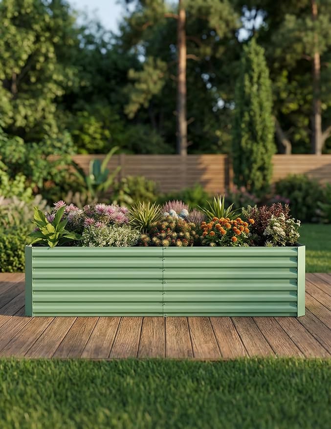 Raised Garden Bed 8x4x2ft Galvanized Raised Garden Bed Metal Extra Large Raised Beds for Gardening 24 Tall Outdoor Garden Bed Green