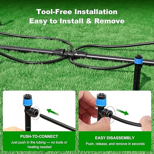 2026 Upgrade 230FT Quick-Connect Drip Irrigation System Kit with 1/4” &amp 1/2” Fast-Lock Tubing Adjustable Emitters &amp Sprinklers for Garden &amp Greenhouse
