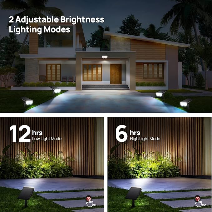 Solar Lights Outdoor Waterproof Consciot 16 LEDs IP67 Spot Lights Outdoor Auto On/Off Solar Landscape Spotlights 2-in-1 Adjustable Wall Lights for Garden Yard Pathway Cool White 4 Pack