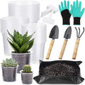 83 Pcs Garden Supplies Tools Kit 3/4/5 Inch Clear Plastic Plant Pots with Transplanting Mat Trowel Cultivator Rake Set Label &amp Glove Succulent Tools Gift for Plant Lovers Accessory