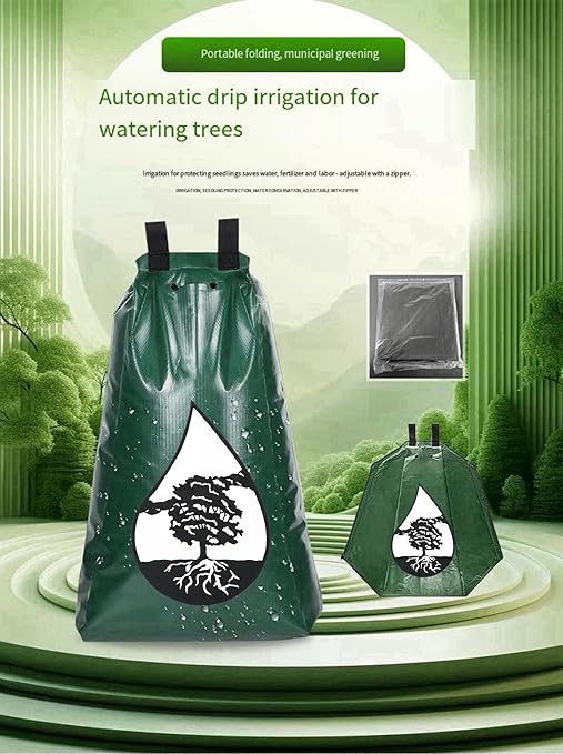 Tree Watering Bags Slow Release 3 Pack 20 Gallon - Water Bags for Trees with One-Way Zipper Wide Fill Opening &amp Handles - PVC Drip Irrigation Bag for Newly Planted &amp Established