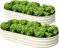 SnugNiture 2 Pcs 6x3x1ft Raised Garden Bed Kit Outdoor Oval Metal Garden Planter Ground Planter Box for Gardening Vegetables Flowers White