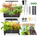 44-Pod Indoor Hydroponic Growing System + 3 Free Seeds Starter Kit (Lettuce Salad Mixed Basil Seeds) – Dual 53W Full-Spectrum LED 10-L Water Tank 2-Tier Grow Pods (44 Pods)