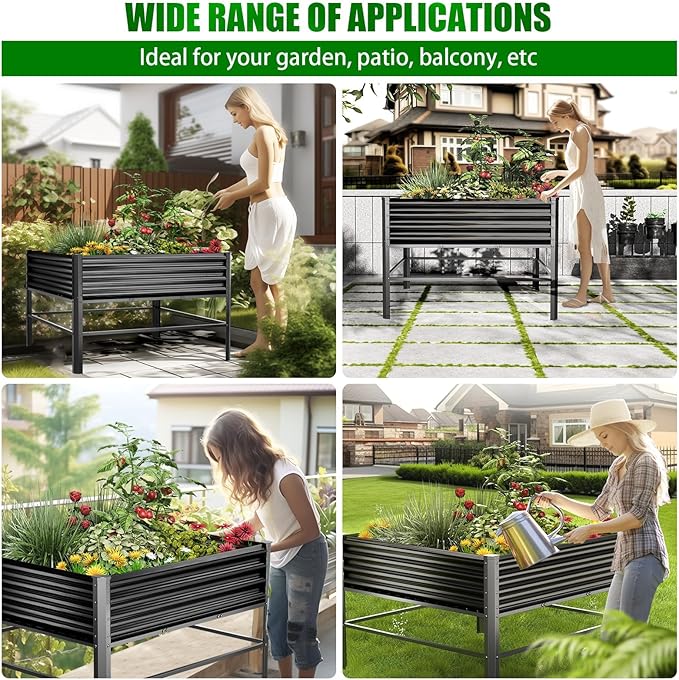 Galvanized Raised Garden Bed with Legs48×48×32in Large Metal Elevated Raised Planter BoxRaised Garden Bed1000lb Capacity with Drainage Holes for Vegetables Lawn Green Flowers Fruits Terrace