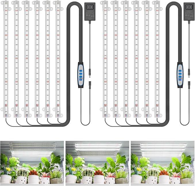 Wiaxulay Grow Light 360 LEDs Full Spectrum Plant Light for Indoor Plants 6 Bars/16 in Grow Light Strip with Auto Timer 6/12/16 Hrs 3 Switch Modes 5 Dimmable Levels for Green House Hydroponics