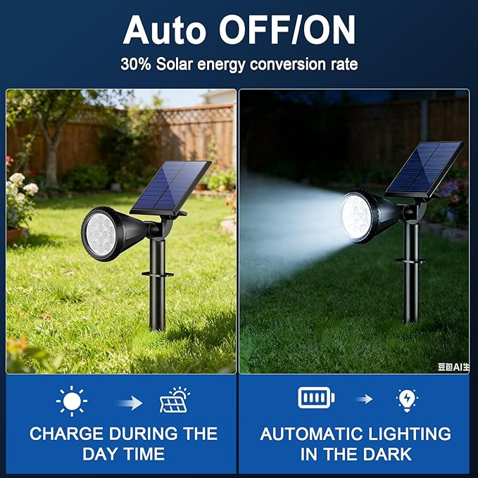 WELALO Solar Spot Lights Outdoor Waterproof IP65 10 Pack 4 Lighting Modes Solar Powered Landscape Spotlights with Auto On/Off Solar Garden Christmas Yard Pathway Wall Lights for Outside Cool White