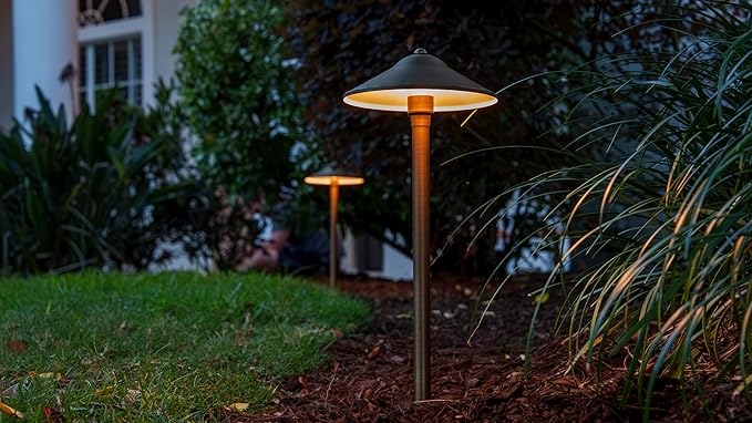 VOLT 12V Brass (Bronze) 6 Spotlight 3 Path Light LED Landscape Lighting Starter Kit with 150W Low Voltage Transformer