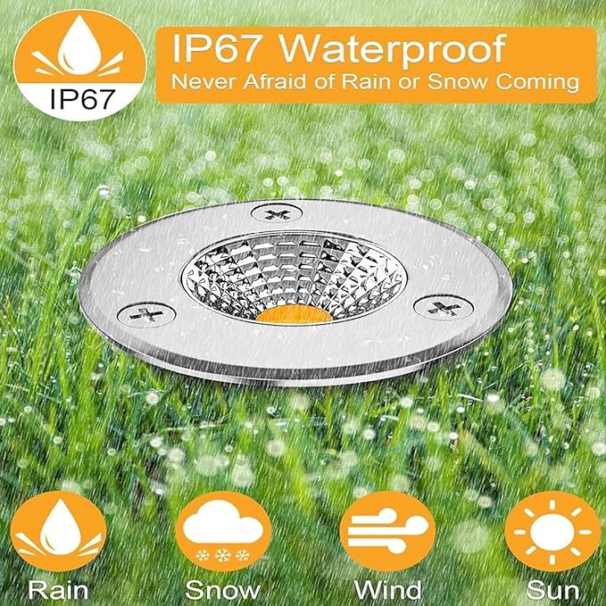 4 Pack 5W COB Outdoor Landscape Lights - IP67 Waterproof Mini Buried LED Spot Lights for Patios Lawns Driveways &amp Decks (Blue Low Voltage AC 85-265V)