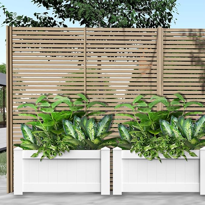 E&ampK Sunrise 43x20x20 Raised Garden Bed White Vinyl Above Ground Planter Box for Growing Vegetables Flowers Herbs DIY Gardening Yard Patio Lawn Outdoor (2 Pcs)