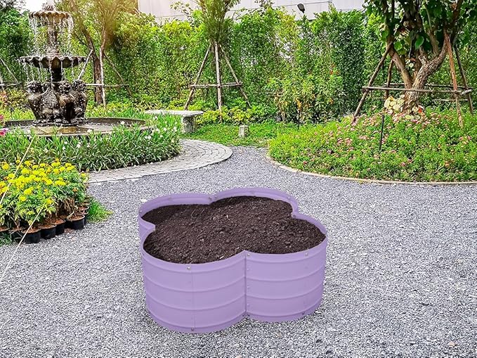 Plant &amp Plot Galvanized Raised Garden Beds Outdoor // 3×3×1 ft Planter Raised Beds for Gardening Vegetables Flowers // Large Metal Garden Box (Lavender) // Patented Tool-Free Design