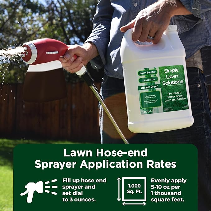 Simple Lawn Solutions - Liquid Iron Fertilizer Darker Green - Chelated Micronutrients - Concentrated Spray Booster for Turf Grass Indoor Plants and Outdoor Garden (1 Gallon)