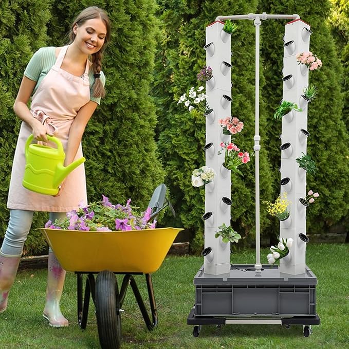Vertical Hydroponic Grow TowerPlant Germination KitIndoor Garden Hydroponics Growing System56 Plantsfor Gardening Lover