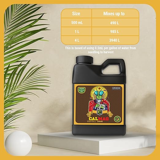 Cronk Nutrients CalMag 2-0-0 - Calcium Magnesium and Iron Plant Fertilizer – Compatible with Soil Soilless and Hydroponic Garden – Correct Common Deficiencies for Indoor &amp Outdoor Plants 1L