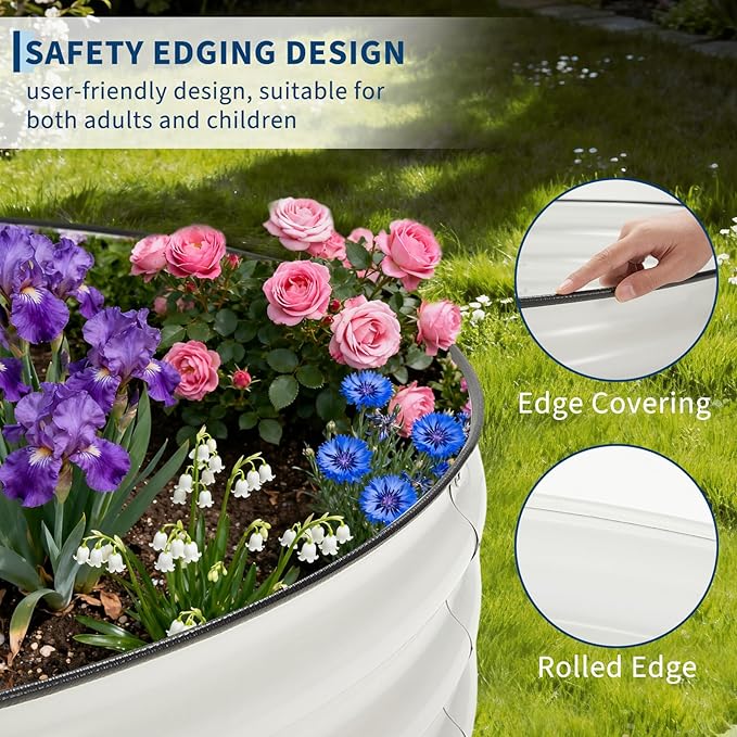 2-Pack 4×2×1 Ft Galvanized Steel Raised Garden Bed Outdoor Metal Planter Boxes for Vegetables Flowers &amp Herbs Above-Ground Gardening Beds White