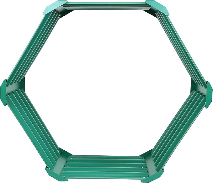 Sunnydaze Galvanized Raised Garden Bed Outdoor - Metal Planter Box for Gardening Vegetables and Plants - 16.25 H Hexagon - Green