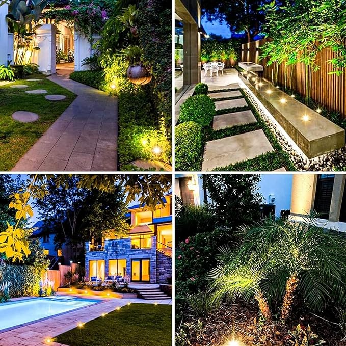 Recessed LED Landscape Lamp Low Round Lawn Lamp IP67 Waterproof Stainless Steel LED SpotlightYellow-36w
